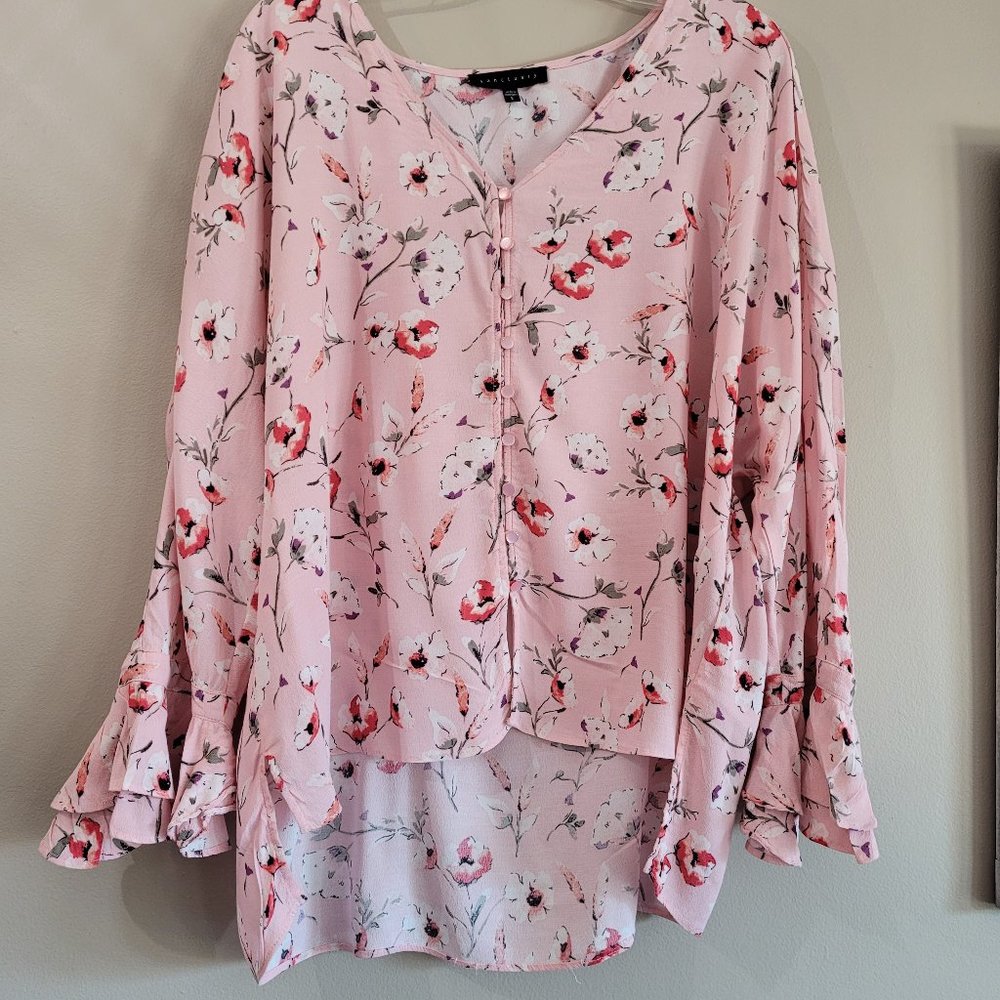 Sanctuary Pink Garden Party Top with Ruffled Cuffs